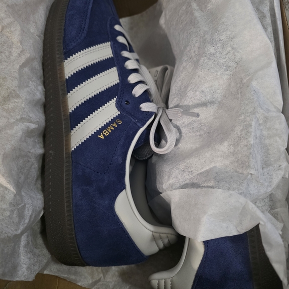 Adidas Womens Samba Sneakers In Blue and Grey,/ White Size 8.5  NWT - Picture 10 of 11